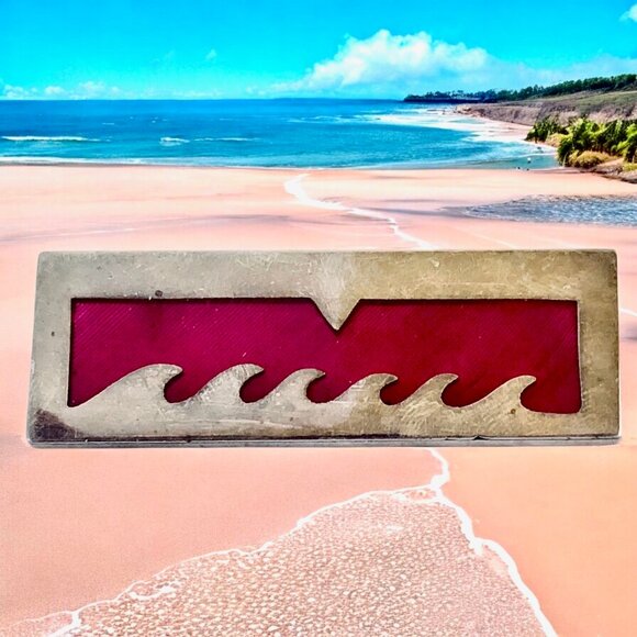 Vintage Mexico Sterling Silver Brooch Transparent Red Enamel Modernist - Picture 11 of 11